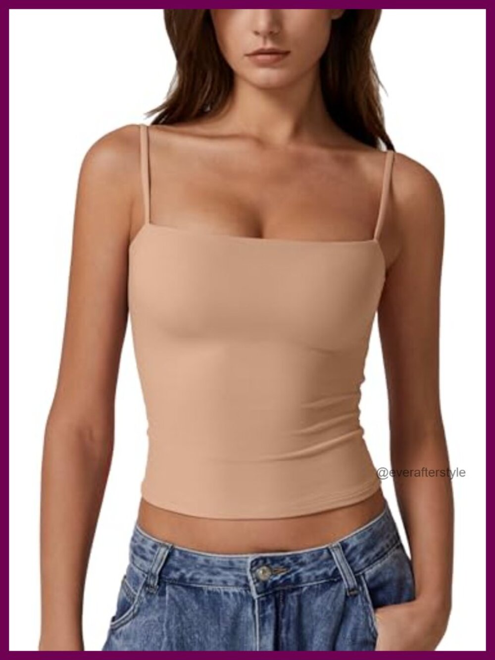 Double Lined Basic Tank Top Adjustable Spaghetti Straps Sleeveless Camisole